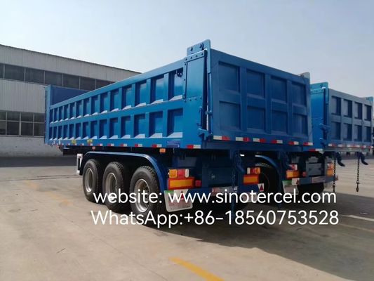 3 eixos Dump Tipper hidráulico Semi-remolque Economização de tempo Container retangular conveniente Container em forma de U Disponível