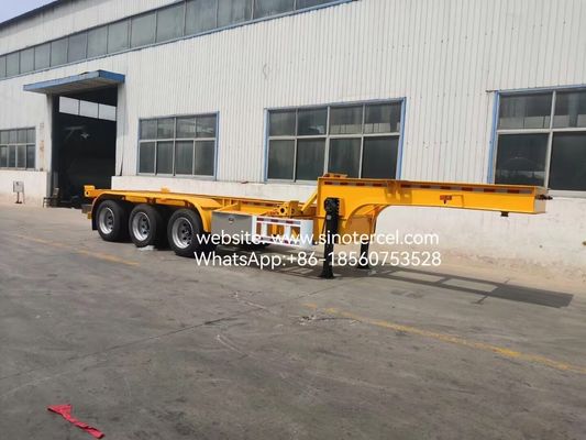 Container de tipo esqueleto Semi-trailer Amarelo Excelente capacidade de carga 3 eixos Container de puxa