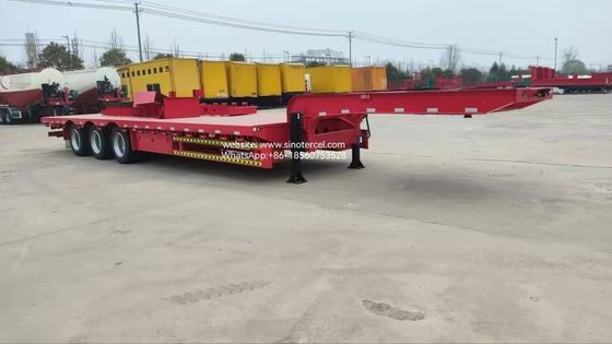 Semi Lowbed Trailer 60t 3 Axle Low Bed Trailer Pull Containers Aplicável em Áreas de Alturas Restritas Direção Suave