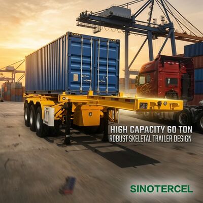 3 eixos Container tipo esqueleto Semi-trailer Amarelo Excelente capacidade de carga Container de transporte