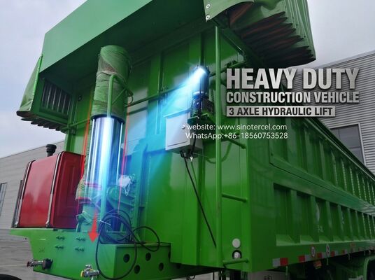 3 eixo dianteiro elevador hidráulico Semi Dump 24CBM alta eficiência descarga com uma lona