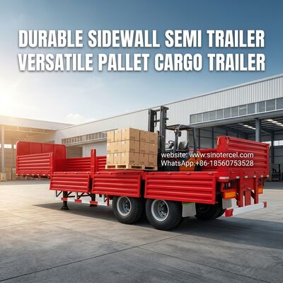 SINOTERCEL 3 eixos Parede lateral Semi-reboque Semi-reboque Dropside Reboque transporte de paletes fácil descarga Eficiente Carga pesada